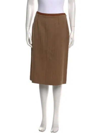 Pre-owned Alberta Ferretti Virgin Wool Knee-length Skirt In Brown