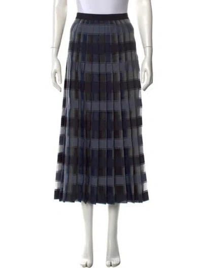 Pre-owned Alberta Ferretti Virgin Wool Long Skirt In Blue