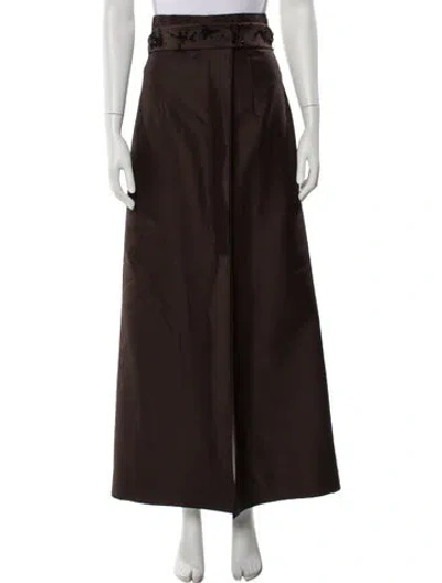 Pre-owned Alberta Ferretti Virgin Wool Long Skirt W/ Tags In Brown