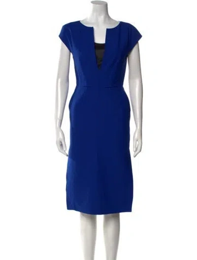 Pre-owned Alberta Ferretti Virgin Wool Midi Length Dress In Blue
