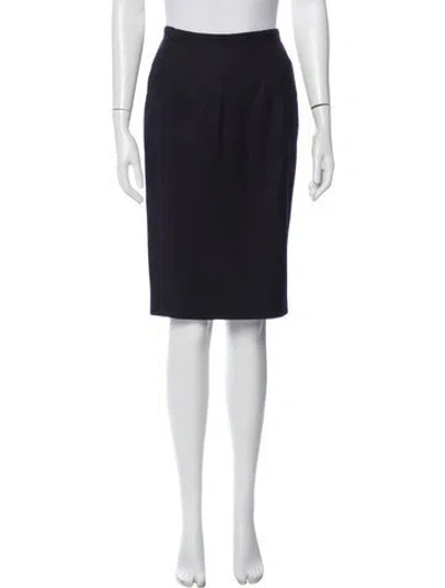 Pre-owned Alberta Ferretti Virgin Wool Midi Length Skirt W/ Tags In Blue