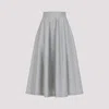 Alberta Ferretti High-waisted Midi Skirt With Structured Pleats In Gray