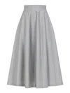Alberta Ferretti High-waisted Midi Skirt With Structured Pleats In Gray