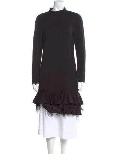 Pre-owned Alberta Ferretti Virgin Wool Mini Dress In Black