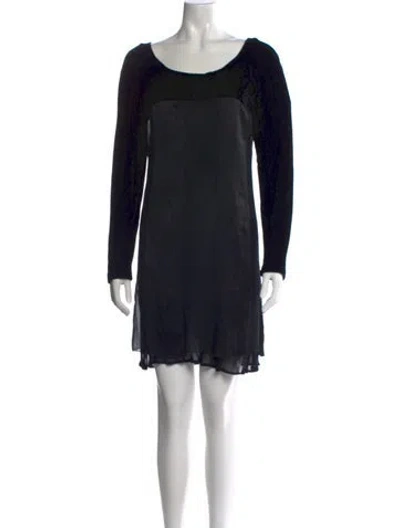 Pre-owned Alberta Ferretti Virgin Wool Mini Dress In Black