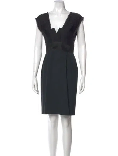 Pre-owned Alberta Ferretti Virgin Wool Mini Dress In Green