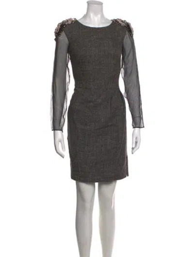 Pre-owned Alberta Ferretti Virgin Wool Mini Dress In Grey