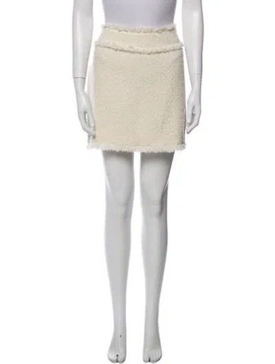 Pre-owned Alberta Ferretti Virgin Wool Mini Skirt W/ Tags In Neutral