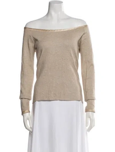 Pre-owned Alberta Ferretti Virgin Wool Off-the-shoulder Sweater In Neutrals