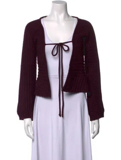 Pre-owned Alberta Ferretti Virgin Wool Open Front Sweater In Purple