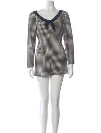 Pre-owned Alberta Ferretti Virgin Wool Plaid Print Romper In Multi