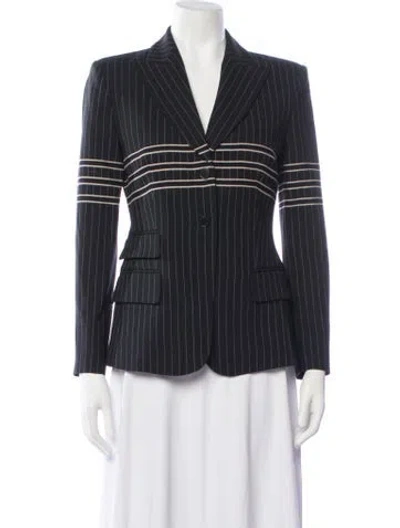 Pre-owned Alberta Ferretti Virgin Wool Striped Blazer In Black