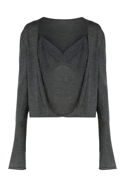 Alberta Ferretti Virgin Wool Sweater In Gray