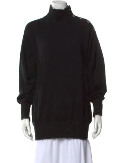 Pre-owned Alberta Ferretti Virgin Wool Turtleneck Sweater In Black