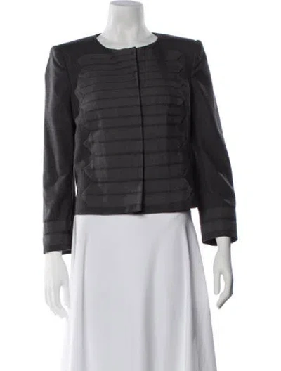 Pre-owned Alberta Ferretti Virgin Wool Tweed Pattern Evening Jacket In Black