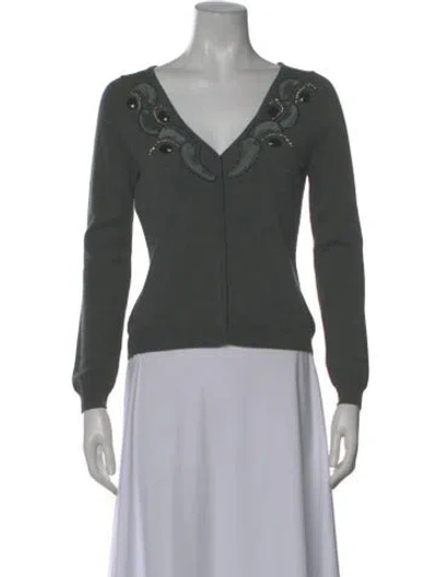 Pre-owned Alberta Ferretti Virgin Wool V-neck Sweater In Gray