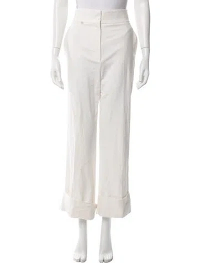 Pre-owned Alberta Ferretti Virgin Wool Wide Leg Pants In Neutral