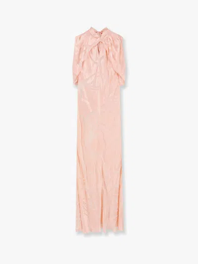 Alberta Ferretti Viscose And Silk Long Dress In Pink