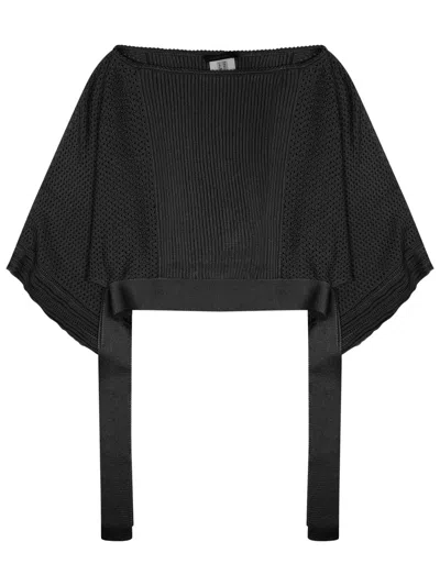Alberta Ferretti Viscose Knit Poncho In Black
