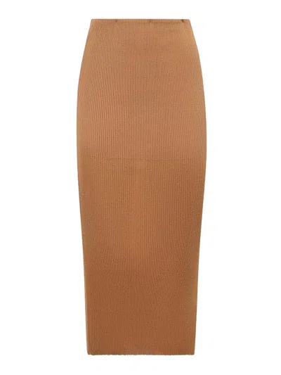 Alberta Ferretti Viscose Midi Skirt In Brown