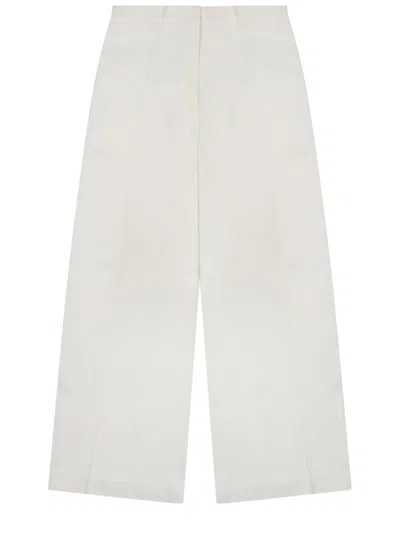 Alberta Ferretti Pantalone In Twill Di Viscosa In White