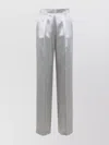 Alberta Ferretti High-waisted Silver Trousers With Tailored Fit In Gray