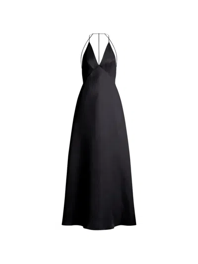 Alberta Ferretti V-neck Backless Maxi Dress In Black