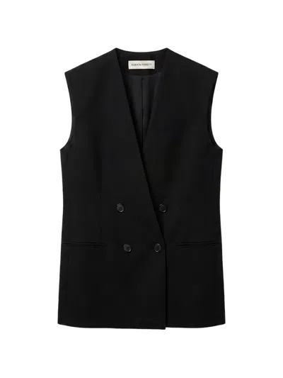 Alberta Ferretti V-neck Double-breasted Jacket In Black
