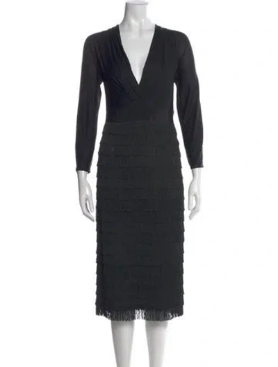 Pre-owned Alberta Ferretti V-neck Knee-length Dress In Black
