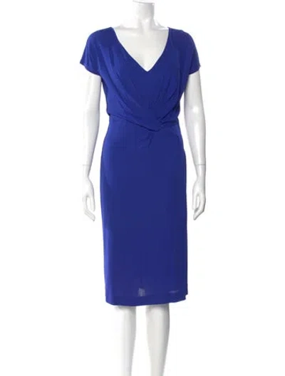 Pre-owned Alberta Ferretti V-neck Knee-length Dress In Blue