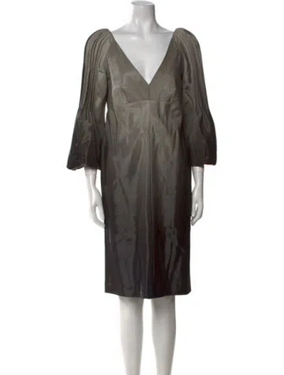 Pre-owned Alberta Ferretti V-neck Knee-length Dress In Gray