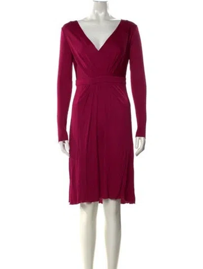 Pre-owned Alberta Ferretti V-neck Knee-length Dress In Pink