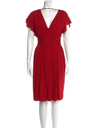 Pre-owned Alberta Ferretti V-neck Knee-length Dress In Red