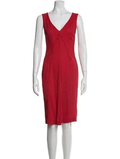 Pre-owned Alberta Ferretti V-neck Knee-length Dress In Red