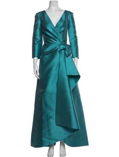 Pre-owned Alberta Ferretti V-neck Long Dress In Blue