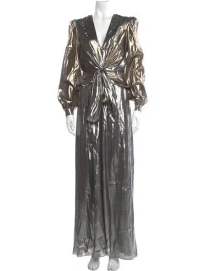 Pre-owned Alberta Ferretti V-neck Long Dress In Multi