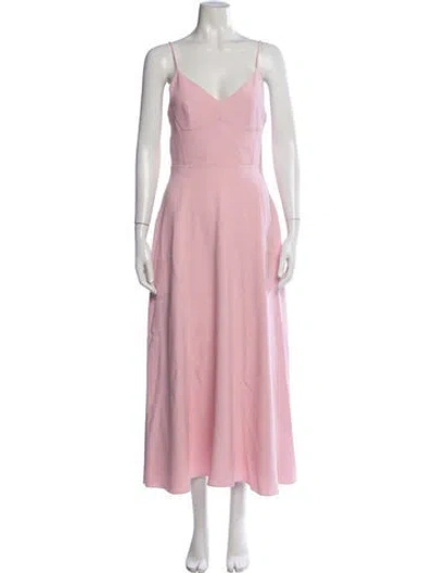Pre-owned Alberta Ferretti V-neck Long Dress In Pink