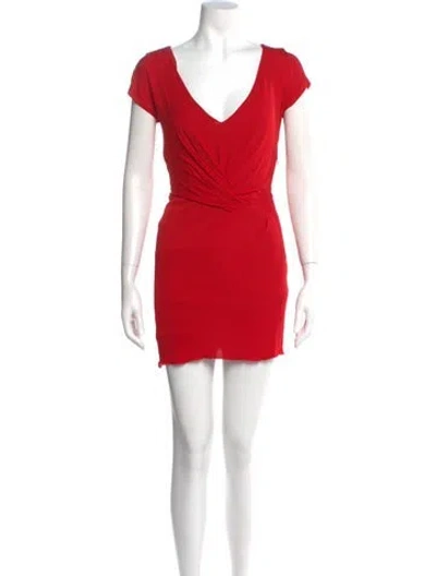 Pre-owned Alberta Ferretti V-neck Long Dress In Red