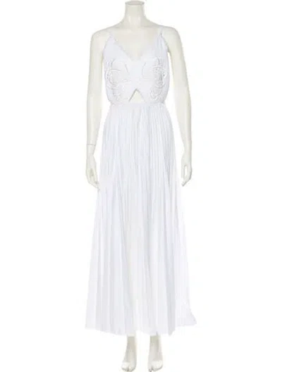 Pre-owned Alberta Ferretti V-neck Long Dress In White