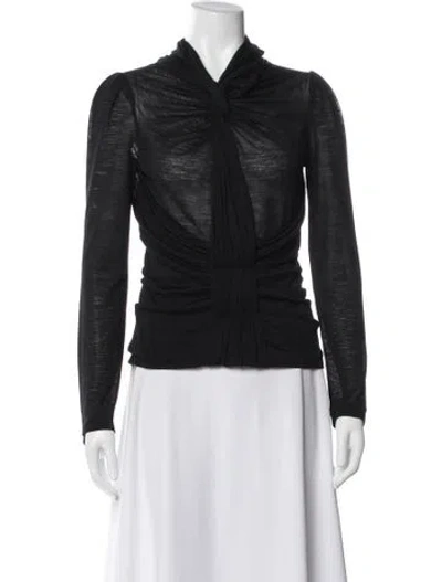 Pre-owned Alberta Ferretti V-neck Long Sleeve Blouse In Black