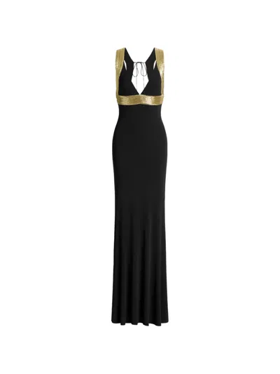 Alberta Ferretti V-neck Maxi Dress In Black