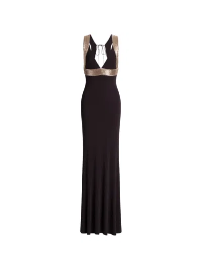 Alberta Ferretti V-neck Maxi Dress In Black