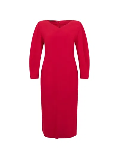 Alberta Ferretti V-neck Midi Dress In Red