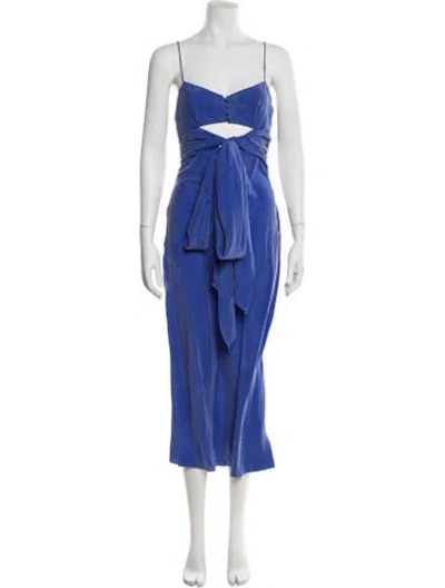 Pre-owned Alberta Ferretti V-neck Midi Length Dress In Blue
