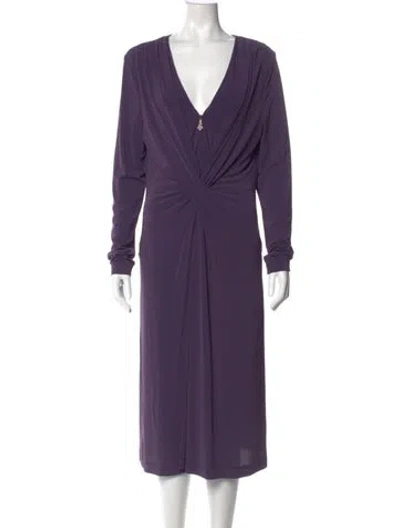 Pre-owned Alberta Ferretti V-neck Midi Length Dress In Purple