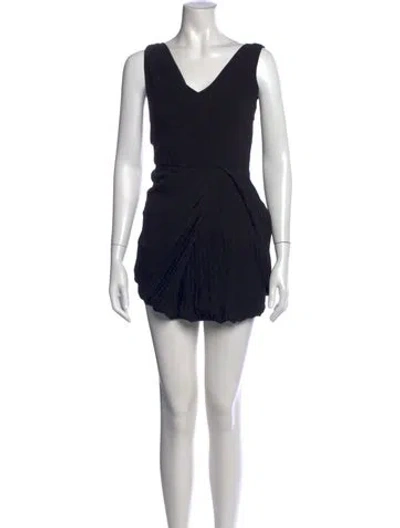 Pre-owned Alberta Ferretti V-neck Mini Dress In Black
