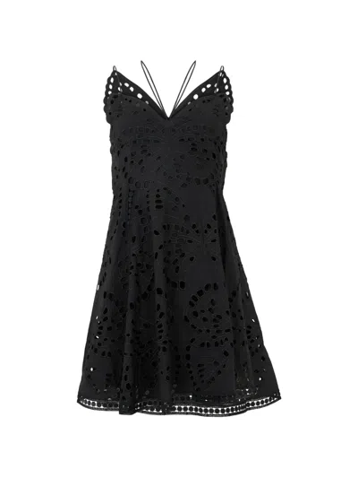Alberta Ferretti V-neck Mini Dress In Black