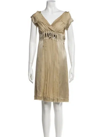 Pre-owned Alberta Ferretti V-neck Mini Dress In Neutral