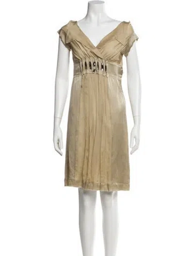 Pre-owned Alberta Ferretti V-neck Mini Dress In Neutral