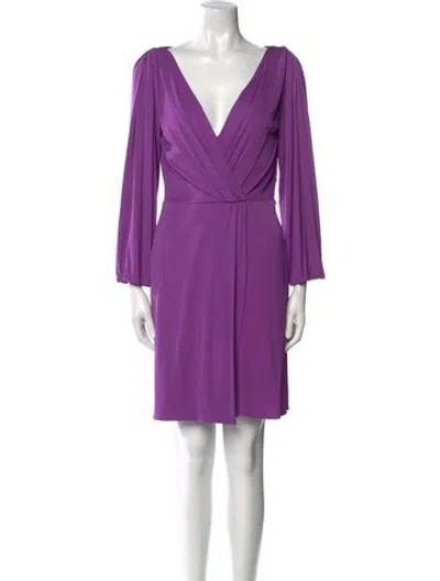 Pre-owned Alberta Ferretti V-neck Mini Dress In Purple